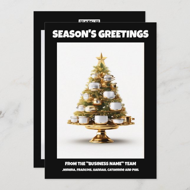 Cartão De Festividades Chefs catering de árvores de Natal (Frente/Verso)