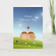 Cartão De Festividades Cheio de Casal de pássaro bonito do coração do amo (Frente)