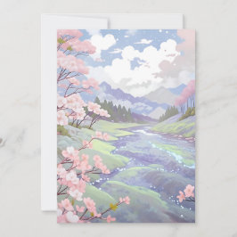 Cartão De Festividades Cherry Blossomo Pastel Watercolor Paisagem