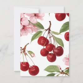 Cartão De Festividades Cherry Blossoms e cerejas