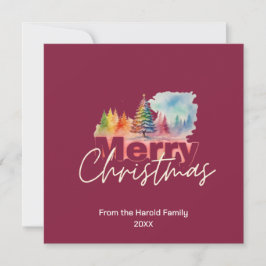 Cartão De Festividades Cherry Christmas Winter Wonderland Watercolor