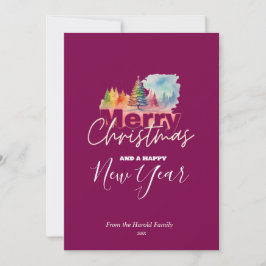 Cartão De Festividades Cherry Colorful Winter Wonderland Watercolor