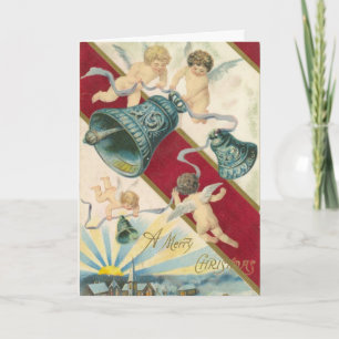 Cartão De Festividades cherubs and bells christmas card