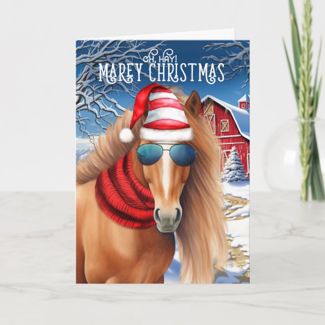 Cartão De Festividades Chestnut Horse Funny MAREy Christmas (Frente)