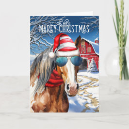 Cartão De Festividades Chestnut Paint Horse Engraçado MAREy Natal