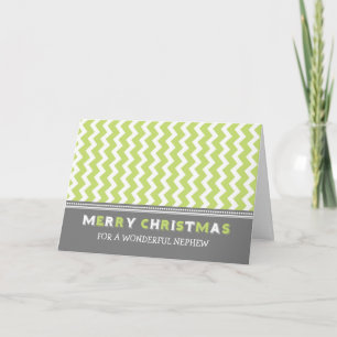 Cartão De Festividades Chevron Green Cinza Nephew Merry Christmas Card