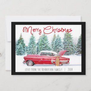 Cartão De Festividades Chevy Vintage Vermelho dos Anos 50 Feliz Natal