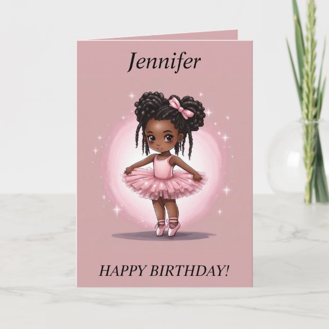 Cartão De Festividades Chibi Girl dreads Ballerina Birthday Card (Frente)