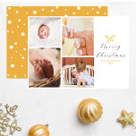 Cartão De Festividades Chic4 Photo Collage Dourado Arco Feliz Natal<br><div class="desc">Compartilhe a alegria da temporada com este Cartão de Natal de Arco Dourado falso de Colagem de 4 Fotos. Chic manuscrito "Feliz Natal" em um guião elegante chic tocado com um arco de ouro falso desenhado à mão e seu nome de família embaixo, agarra o lado enquanto um arranjo de...</div>