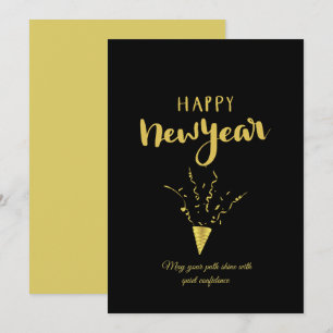 Cartão De Festividades Chic 2026 Festa de Ano Novo Brilho Dourado Preto