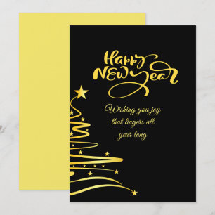 Cartão De Festividades Chic 2026 Festa de Ano Novo Dourado Brilho Preto 