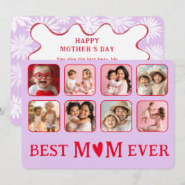 Cartão De Festividades Chic Best Mom Ever Purple & Pink Photo 