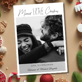 Cartão De Festividades Chic Black Calligraphy Married Little Christmas