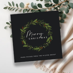 CARTÃO DE FESTIVIDADES CHIC BLACK CORPORATE HOLLY BERRY WREATH NATMAS