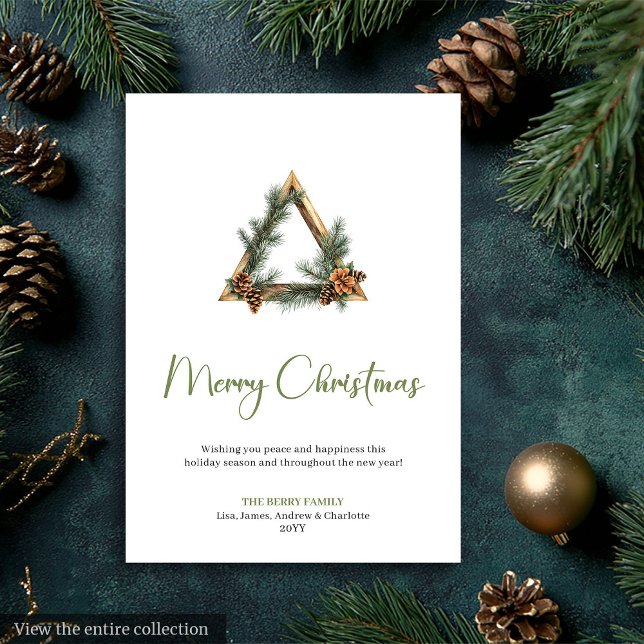 Cartão De Festividades Chic Bohemian Rustic Neutral Christmas Greeting  (Chic Bohemian Rustic Neutral Christmas Greeting Card)