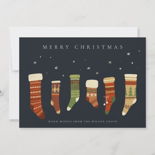 CARTÃO DE FESTIVIDADES CHIC CORPORATE MARINHO RED GREEN CHRISTMAS STOCKS (Frente)