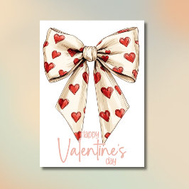 Cartão De Festividades Chic Cream Bow Happy Valentines Day