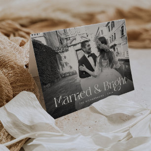 Cartão De Festividades Chic e Elegante Natal casado com Foto