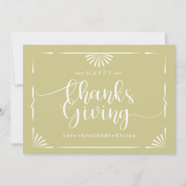 Cartão De Festividades Chic Elegant Green de Ação de Graças