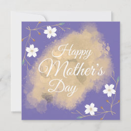Cartão De Festividades Chic floral branco elegante dia das mães roxo