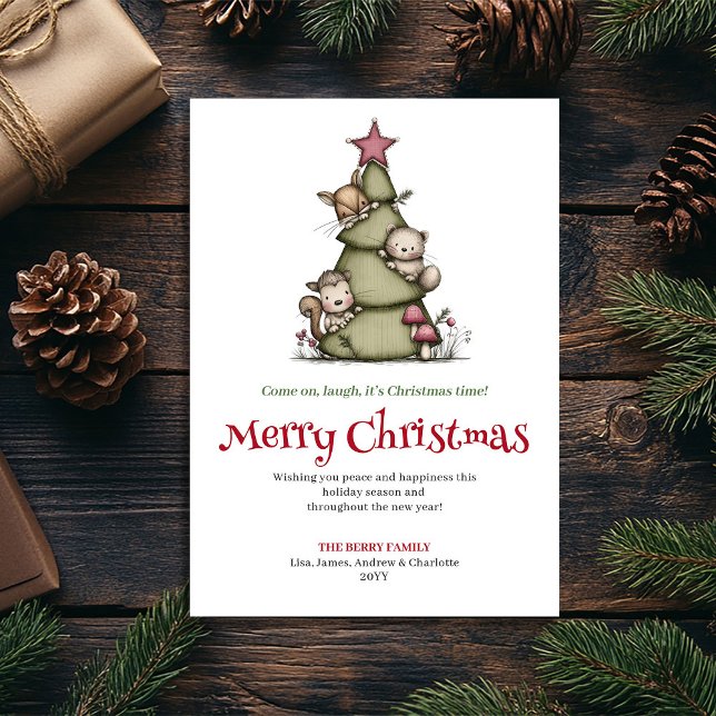 Cartão De Festividades Chic funny Christmas tree greeting card (Chic funny Christmas tree greeting card

)