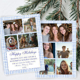 Cartão De Festividades Chic Gingham Natal Personalizado 9 Colagem de Foto
