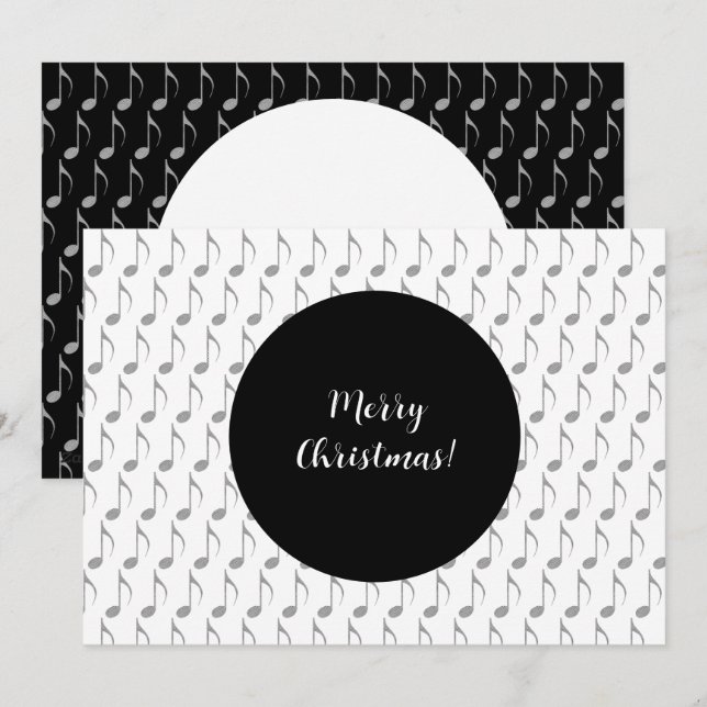 Cartão De Festividades Chic Houndstooth Musical Notes Feliz Natal (Frente/Verso)