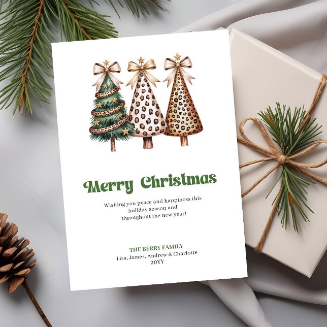 Cartão De Festividades Chic leopard print Christmas tree greeting card (Chic leopard print Christmas tree greeting card

)