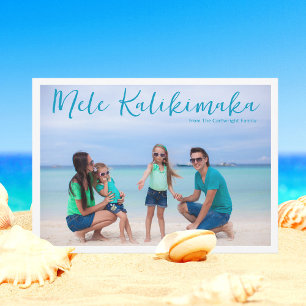Cartão De Festividades Chic Mele Kalikimaka Foto de Família Tropical Comp