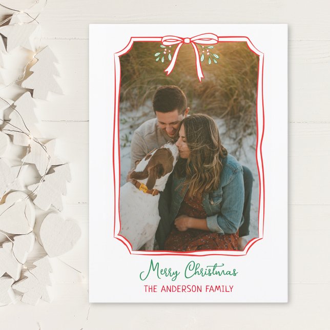 Cartão De Festividades Chic Mistletoe Arco Personalizado Foto de Natal (Celebrate the season with a personal touch! Customize this holiday card with your family photo!)