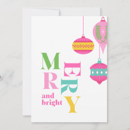 Cartão De Festividades Chic Modern Pink Non Photo Watercolor Ornaments