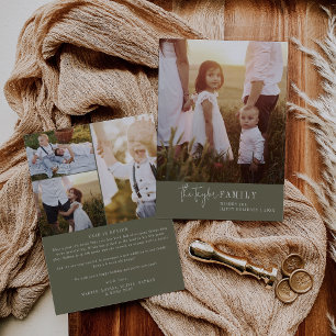 Cartão De Festividades Chic Moderno Ano da Fotografia da Família Verde