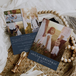 Cartão De Festividades Chic Moderno | Ano de Foto de Natal em Marinho em