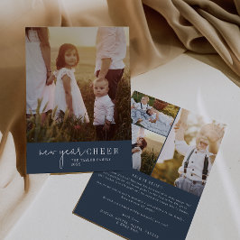 Cartão De Festividades Chic Moderno | Ano Fotográfico de Marinho Ano Novo