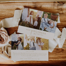 Cartão De Festividades Chic Moderno | Colagem de Fotos Dourada Notícias d