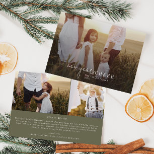 Cartão De Festividades Chic Moderno Green Photo Overlay Notícias do Ano