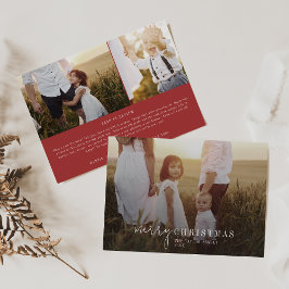 Cartão De Festividades Chic Moderno | Red Photo Overlay Notícias de Natal
