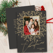 Chic Moldura Botânica Foto e Feliz Natal 