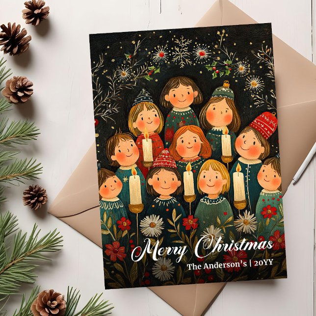 Cartão De Festividades Chic Old Fashioned Christmas Carols Holiday Card (Chic Old Fashioned Christmas Carols Holiday Card)