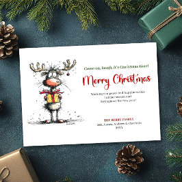 Cartão De Festividades Chic Quirky Reindeer Christmas Greeting Card