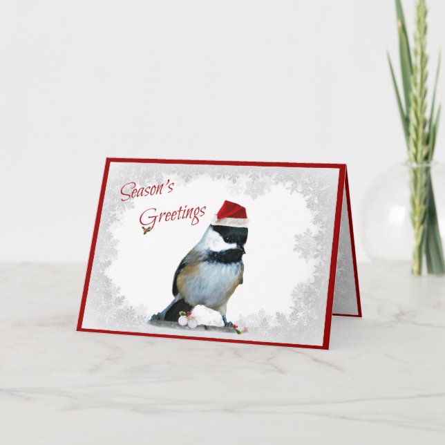 Cartão De Festividades Chickadee do feriado (Frente)