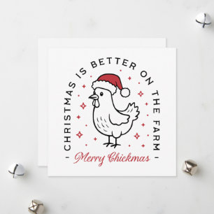 Cartão De Festividades Chicken Merry Christmas fazenda country aspas engr