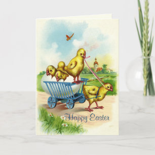 Cartão De Festividades Chicky Wagon Easter Greeting Card