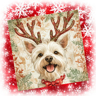 Cartão De Festividades Chifre de Rena de Natal para Westie