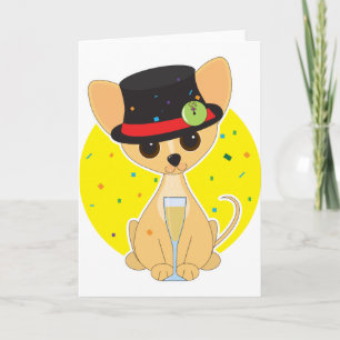 Cartão De Festividades Chihuahua Ano Novo