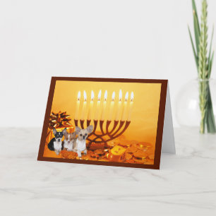 Cartão De Festividades Chihuahua Chanukah Card Menorah1