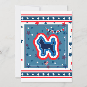 Cartão De Festividades Chihuahua Patriótico Vermelho Branco e Azul 4 de J