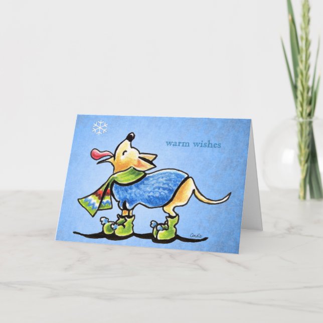 Cartão De Festividades Chihuahua Winter Snowflakes Natal Personalizado (Frente)