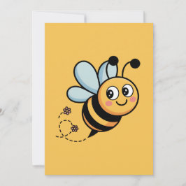 Cartão De Festividades Child-Friendly Bee Mascot with Dotted Trail