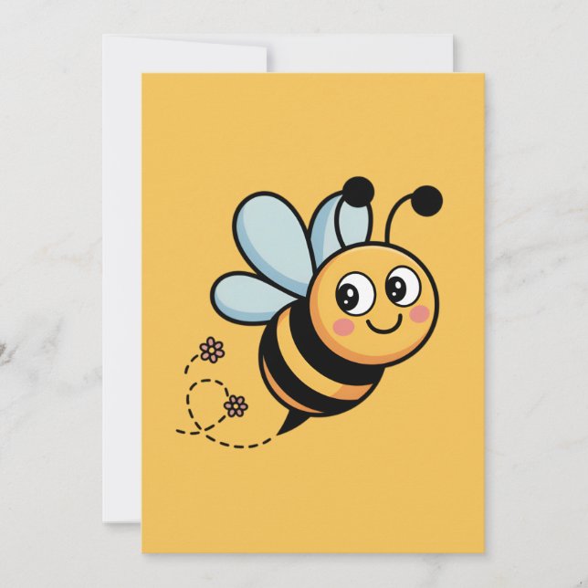 Cartão De Festividades Child-Friendly Bee Mascot with Dotted Trail (Frente)